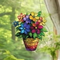 thumbnail image 3 of Colorful Flower Basket Window Hanging, Vibrant and Beautiful Floral Design, Perfect for Nature Lovers, Unique Car or Home Ornament Gift, 3 of 4