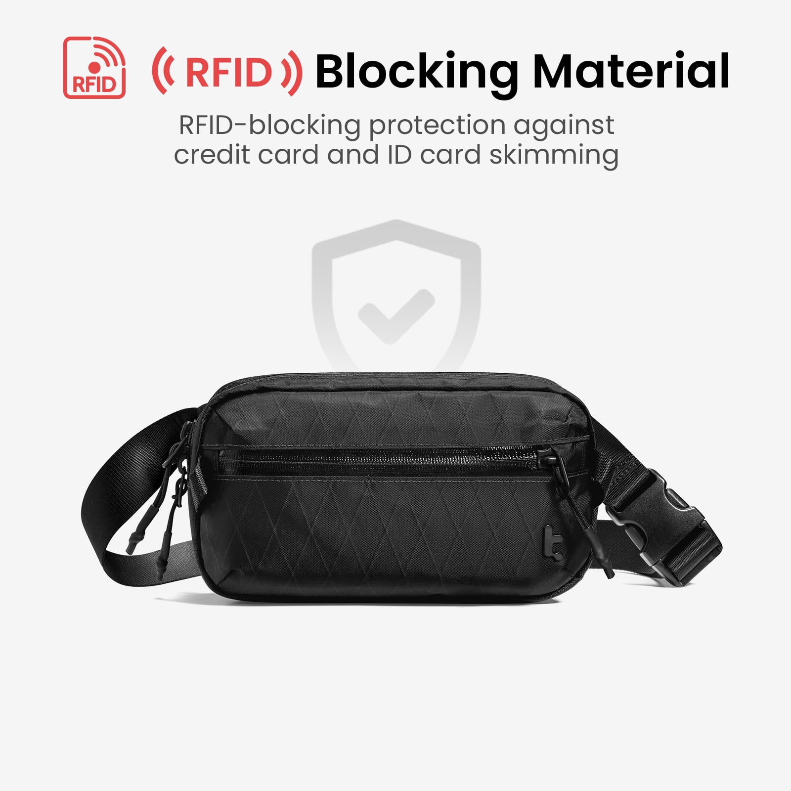 tomtoc 1.5L X-Pac Sling Bag with RFID Blocking, Crossbody Bag Minimalist Chest Shoulder Pack for Men/Women, Water-Resistant Lightweight Casual Funny Pack for Travel, Daily Commute