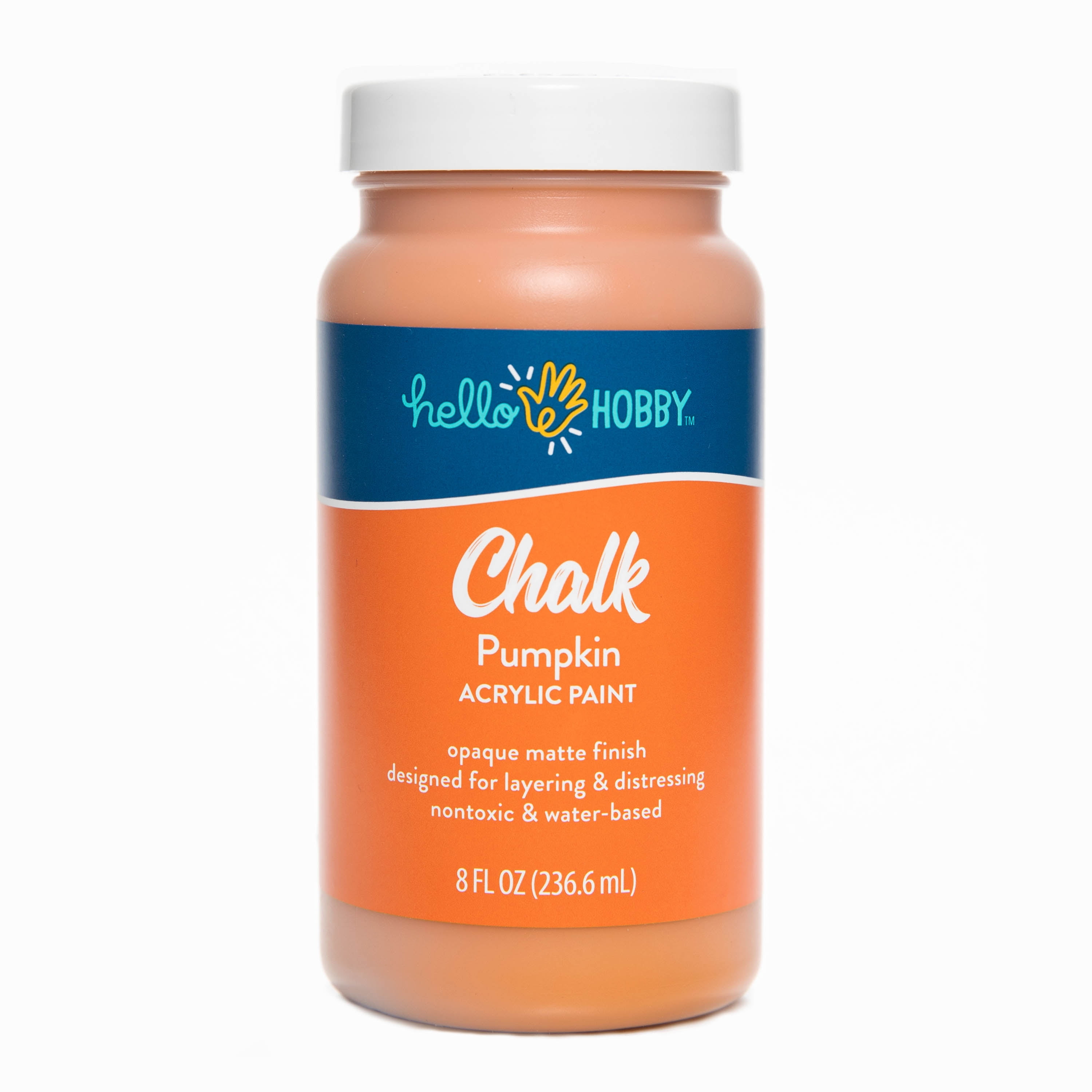 Hello Hobby Chalk Acrylic Paint, Ultra Matte, Pumpkin, 8 fl oz 40507
