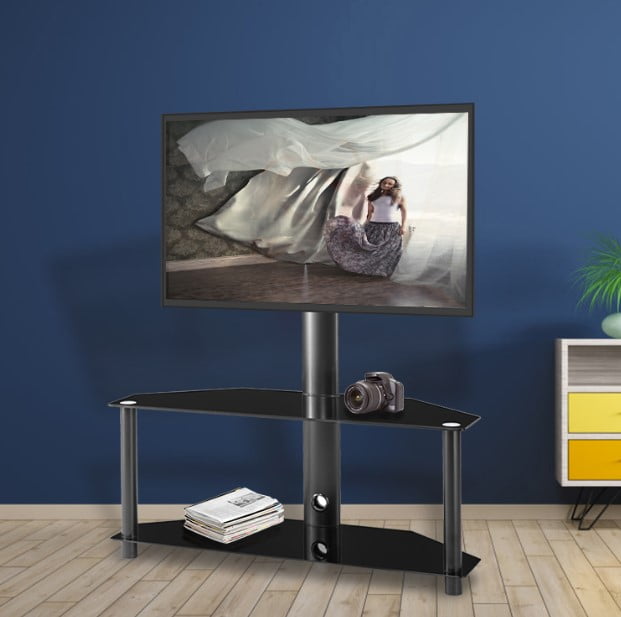 Details about   Adjustable Multi-Function Mobile TV Stand with Tempered Glass and a Metal Frame 