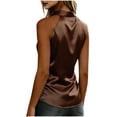 thumbnail image 7 of Mifsaly Silk Tank Tops for Women Elegant Sleeveless Button Down Shirts Soft Comfortable Business Casual Office Work Top Coffee,S, 7 of 7