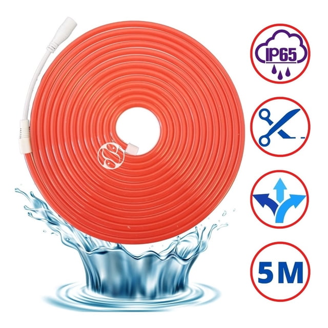 Tira led neon roja flexible unicolor 5 metros solo rollo impermeable DOSYU DY-YL08