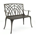 thumbnail image 2 of Ktaxon 38'' Outdoor Aluminum Bench with Orchid Back, Patio Bench Chair For Backyard & Porch & Path, Bronze, 2 of 14
