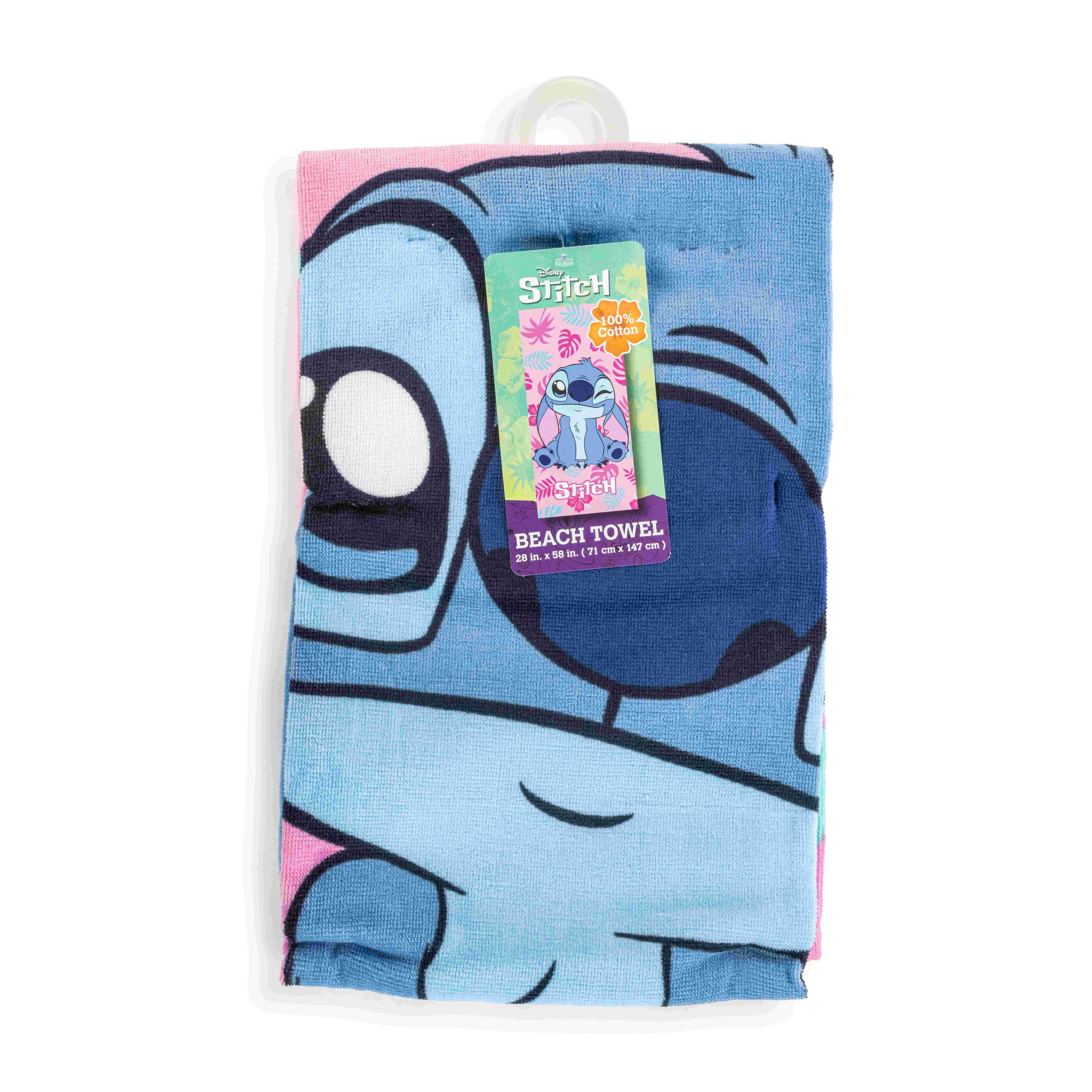 Lilo & Stitch Tropical Treasure 28" x 58" Kids Beach Towel, Cotton, Pink, Disney