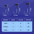 thumbnail image 2 of Bombrooster Black Mushroom Head Jigs, 25-Pack Weedless Ned Rigs for Bass - 1/8oz, 3/16oz, 1/4oz Sizes, 2 of 7