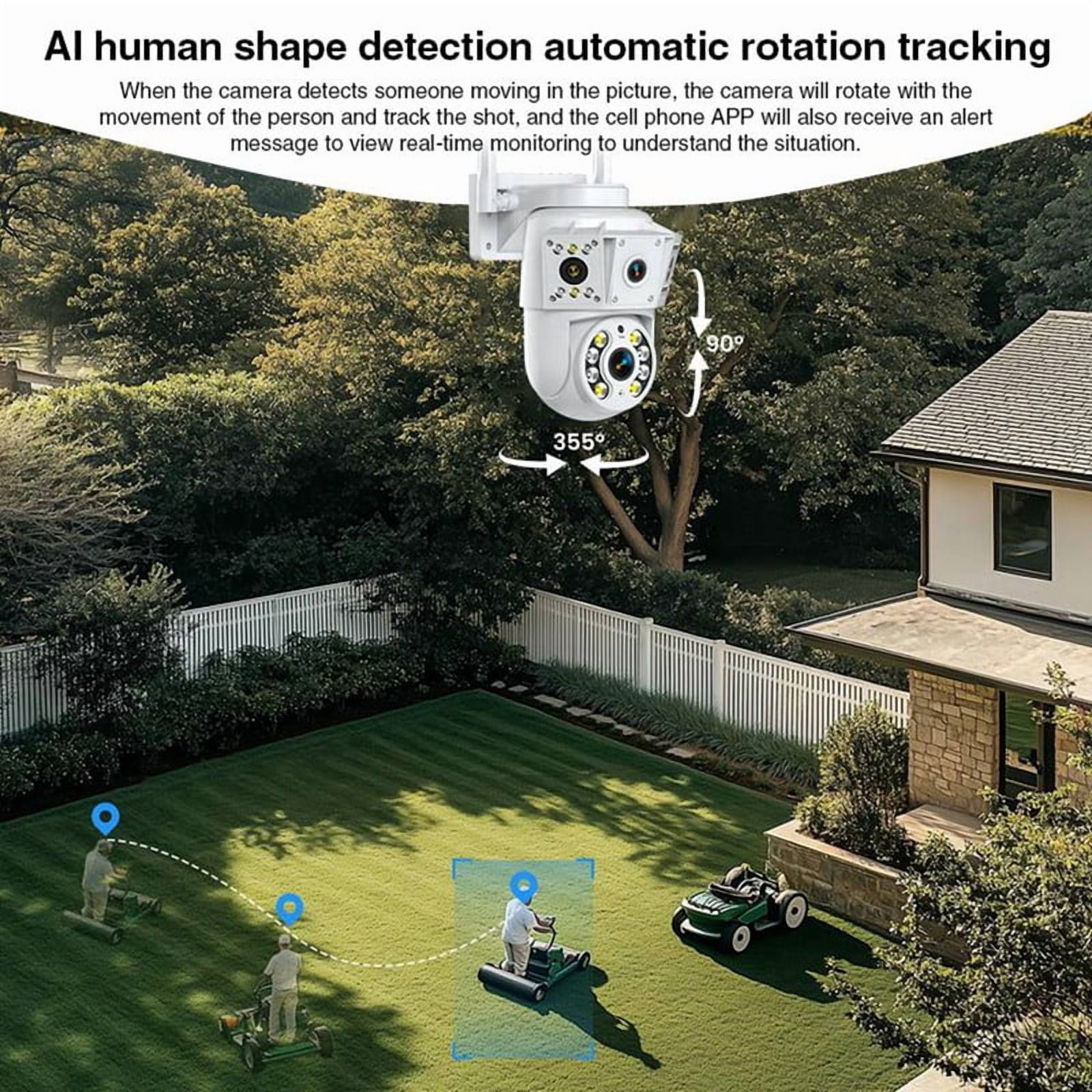 1080P Wireless WIfi Camera Outdoor Multi Lens Surveillance Camera, Two Way Intercom Night Vision Baby Monitor
