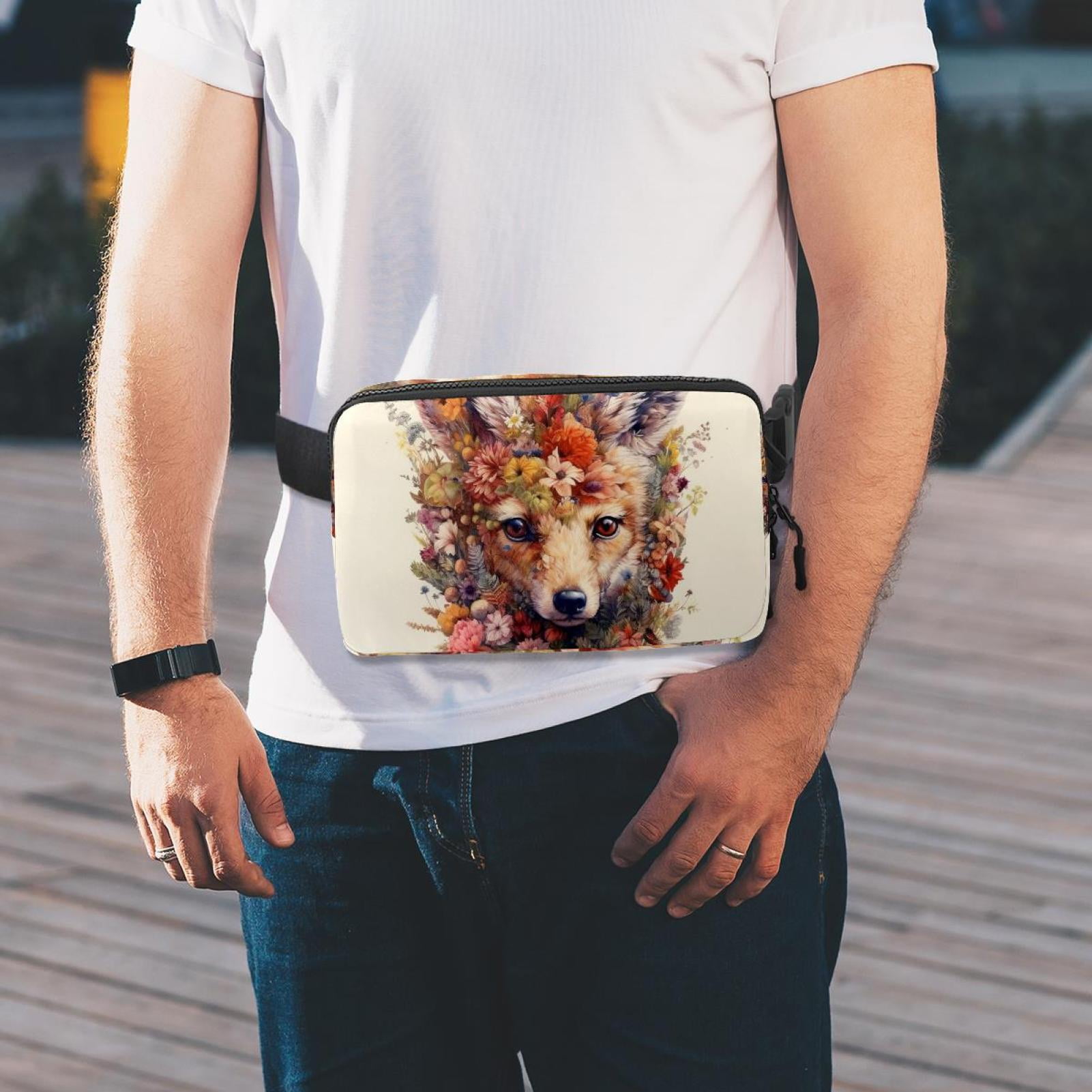 Floral Lightweight Adjustable Fanny Pack with Extension Strap - Unisex Crossbody Bag Money Belt