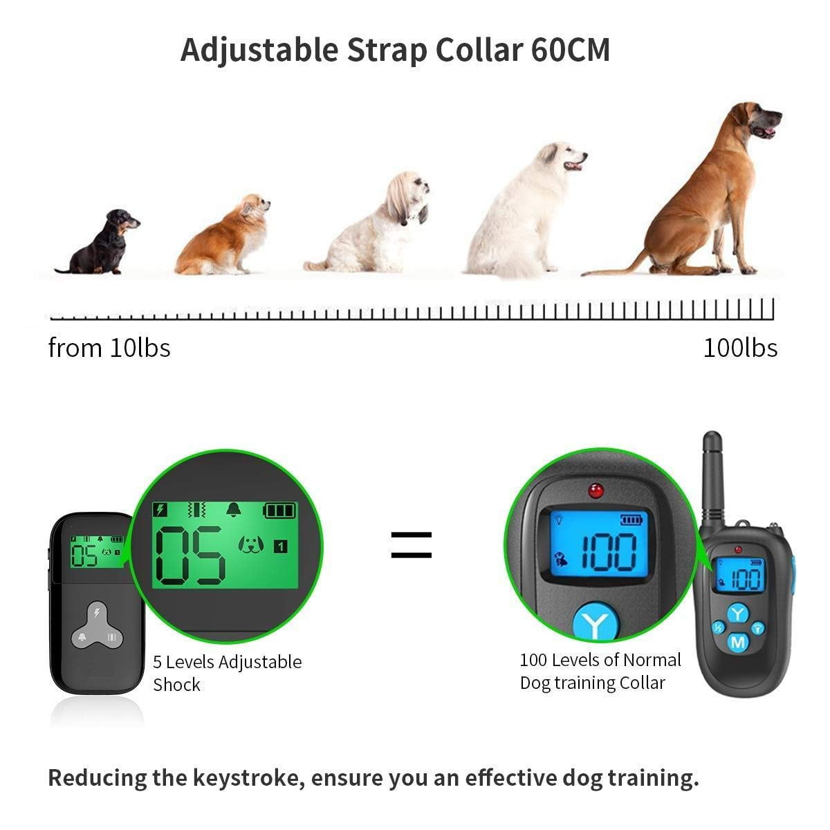 VINSIC Dog Training Collar with Remote Shock Collar for Dogs 300 Meters Range Mini Dog bark Collar with Remote LCD Display for Small Large Dogs 1-5 Level Shock and Vibration