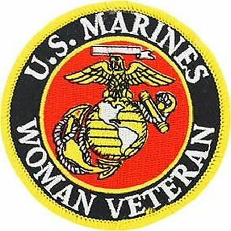Marine Corps Globe And Anchor - MARINE CORPS WOMAN VETERAN with EAGLE, GLOBE AND ANCHOR Round Patch - Vivid Colors - Veteran Owned Business.