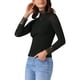 thumbnail image 4 of INSPIRAR CHIC Blusa de Manga Larga con Cuello Alto de Encaje Ajustada de Malla Semi Transparente para Mujeres XS Negra, 4 of 6