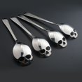 thumbnail image 3 of Cuchara de azúcar Cuchara para agitar té y café de acero inoxidable 304 Juego de 4, Cuchara tipo cuchara para café Cuchara para servir con forma de calavera plateada, 3 of 5