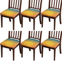 Geometric Gradient Seat Covers for Dining Room Chairs Set Of 6,Stretch Printed Washable Chair Seat Cover with Elastic Ties and Button,Removable Waterproof Couch Cushion Covers