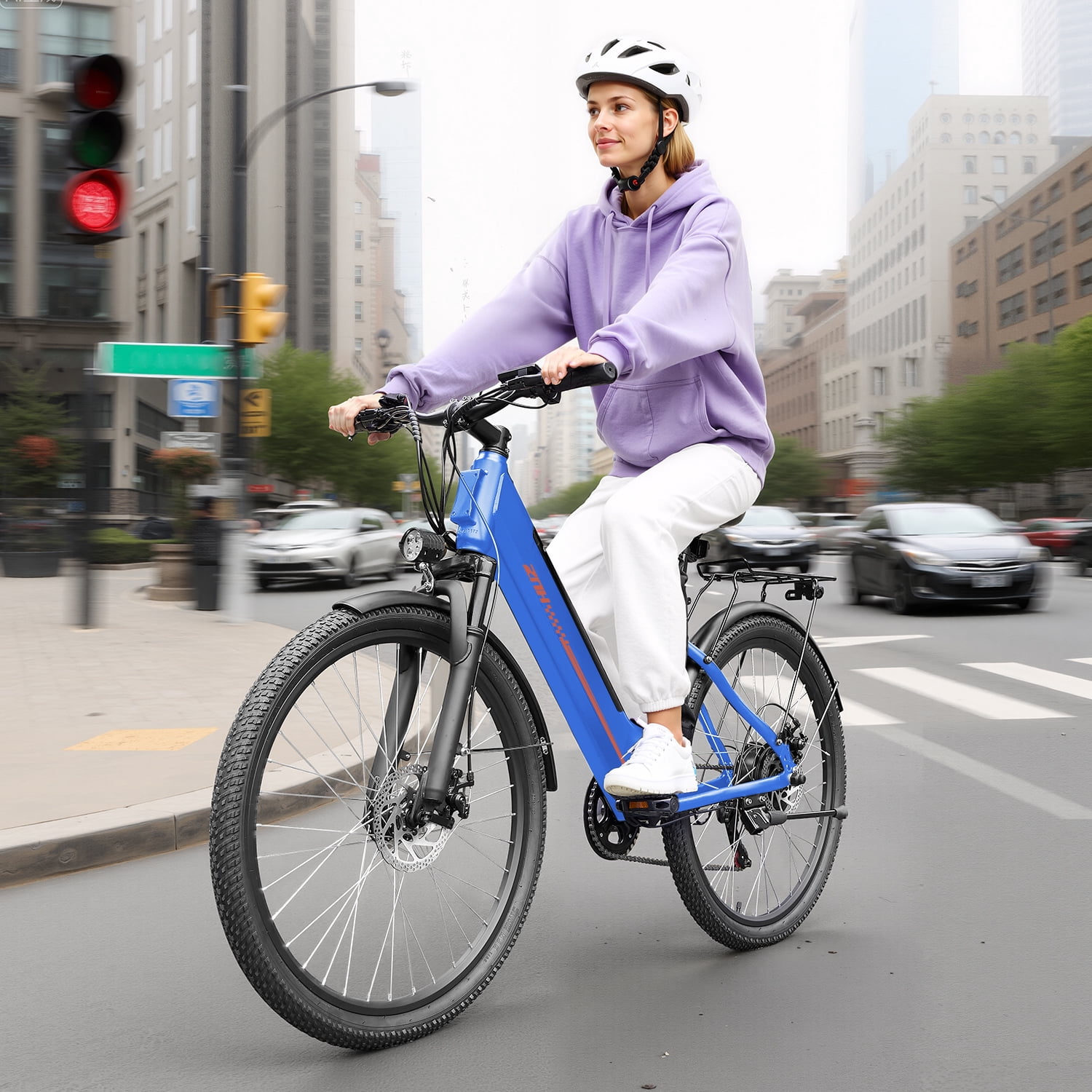 ZNH 750w Electric Bike for Adult,26'' Electric Commutter Bike w 48v 13ah Removable Battery,City Ebike for Women and Older,Up to 20mph,UL2849,7-Speed，Blue