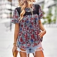 thumbnail image 2 of Blusa de manga corta con cuello redondo informal de primavera y verano con estampado de mujer OAVQHLG3B Store  lin121212, 2 of 4