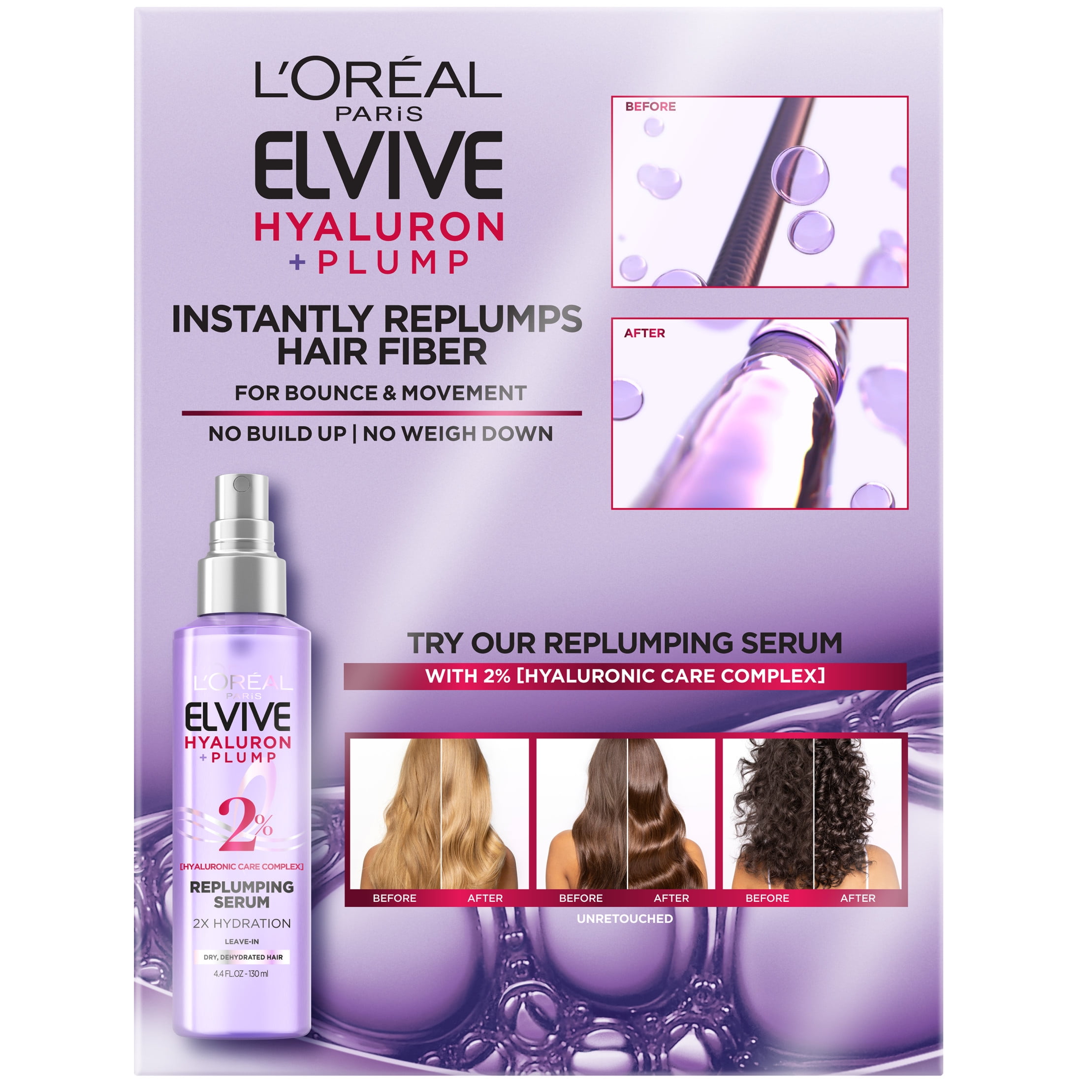L'Oreal Paris Elvive Hyaluron Plump Hydrating Shampoo & Conditioner Set, Fresh, 25.2 fl oz