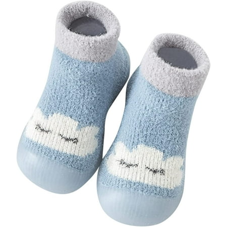 

QWZNDZGR Infant Boys Girls Animal Cartoon Socks Shoes Toddler Fleece Warm Shoes Rubber Sole Booties Prewalker