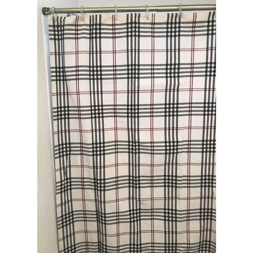 Chesterfield Check Cream and Black and Red 72" x 72" Shower Curtain by