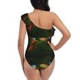 thumbnail image 6 of Yiaed Hybrid Parrot in the Forest Print Women One Piece Swimsuits Tummy Control One Shoulder Bathing Suits Pattern Ruffle Swimwear-XX-Large, 6 of 8
