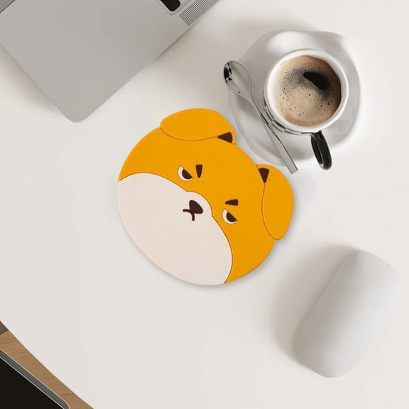 PATLOLLAV 1 Pcs Cute Puppy Silicone Coaster, Non-Slip Cup Mats for Desk Drink Table Decor Kawaii Accessories Gift Choice