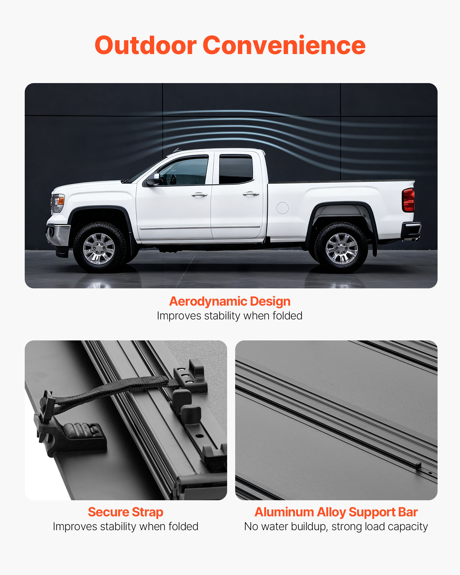 VEVOR Hard Tri-Fold Truck Bed Tonneau Cover, Compatible with 2019-2025 Chevy/GMC Silverado/Sierra 1500 5.8 ft (70 in) Bed with MultiPro/Flex Tailgate (Not Fit CarbonPro), Waterproof Low-Profile Cover