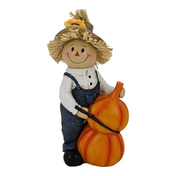 Decoración de espantapájaros Way to celebrate Harvest traje azul con calabaza 15 cm