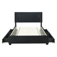 thumbnail image 3 of BTMWAY Queen Size Upholstered Platform Bed with LED Lights and 4 Storage Drawers, Velvet Fabric Queen Bed Frame with Rivet-decorated Headboard and Strong Wooden Slats, No Box Spring Needed, Black, 3 of 12