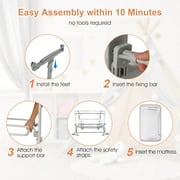 INFANS 3 in 1 Baby Bassinet, Bedside Sleeper for Newborn, Folding Crib with Mattress, Travel Bag, Wheels, 4-Sided Mesh, Easy to Assemble Cradle Co Sleeper Stationary, Rock (Beige)