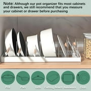 TIJITY Expandable Pots and Pans Organizer, 10 Adjustable Compartments, Sliding Lid Holder and Pan Rack in Kitchen, Pot Lid Holder for Pots, Cake Molds, Cutting Boards, Mats, Cookware