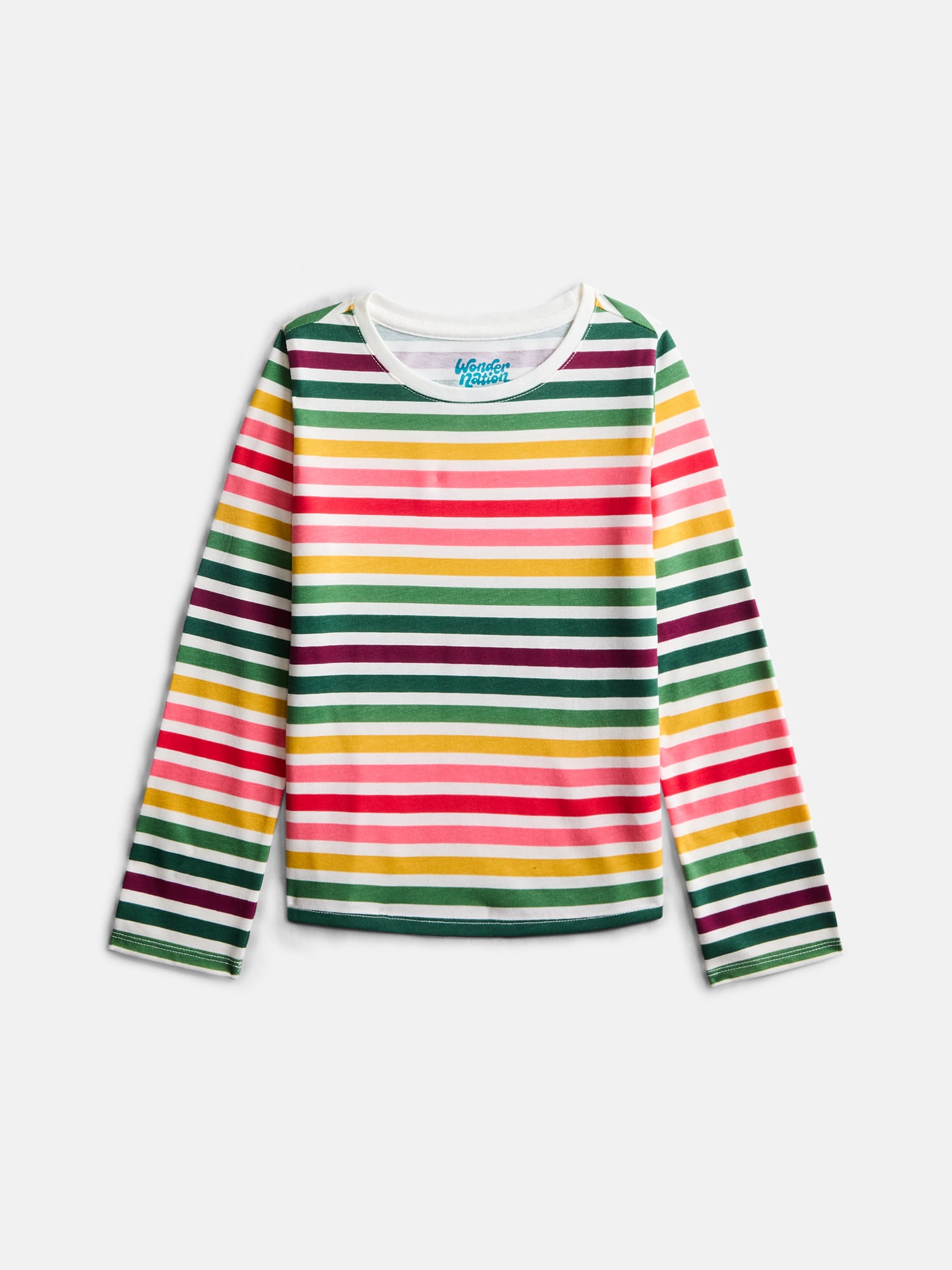 Wonder Nation Girls Kid Tough Tee with Long Sleeves, 3 Pack, Sizes 4-18 & Plus