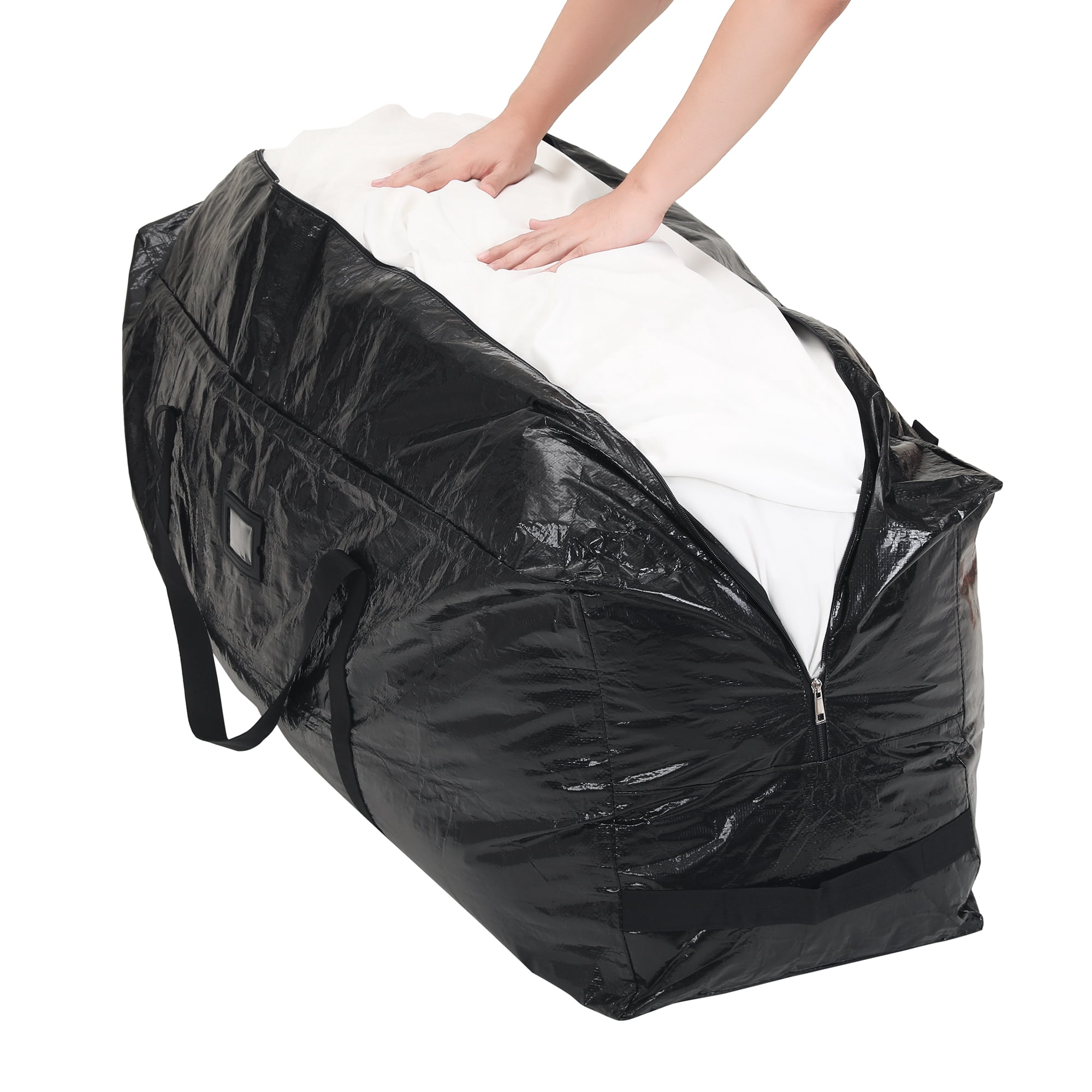 Unique Bargains 1 Pack Foldable Large Storage Bags with Handles Black 50*16*20in