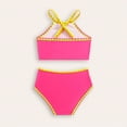 thumbnail image 5 of Bikini for Girls Two Piece Summer Colorblock Bathing Suits Quick Dry Swimwear Cute Beach Clothes Swimming Suit Hot Pink 7 Years, 5 of 9
