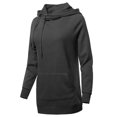 thumbnail image 2 of A2Y Women's Relax Fit Long Sleeve Kangaroo Pockets Asymmetric Hoodie Sweatshirts Charcoal L, 2 of 6