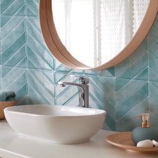 Smart Tiles Peel and Stick Backsplash, 5 Adhesive Tiles, Chevron Blue/Green, 11.43"x9"