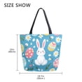 thumbnail image 5 of FORMRS Womens Canvas Tote Bag with Zipper Inner Pocket Shoulder Handbag, Blue Easter Bunny, 5 of 7