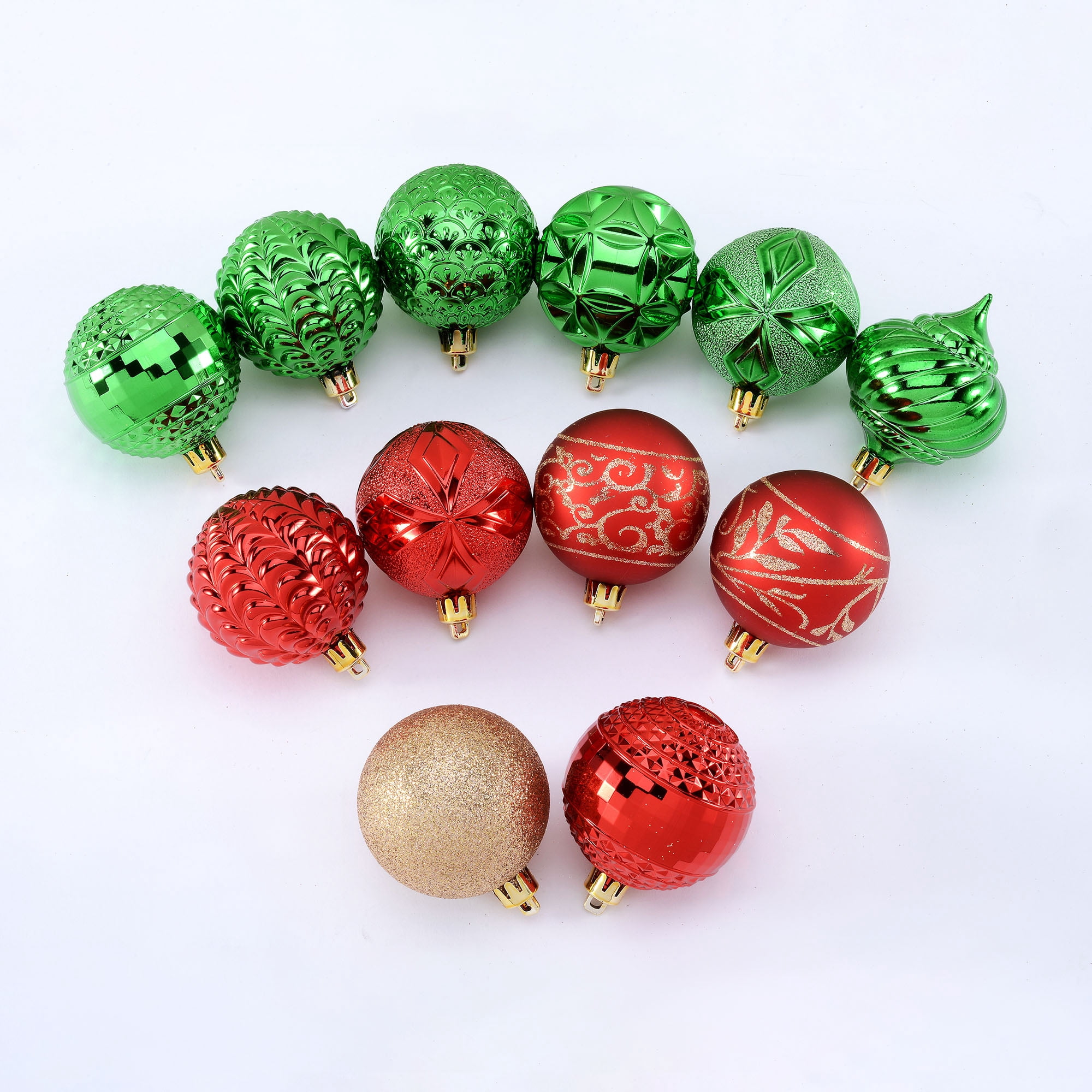Holiday Time 40-Count Christmas Shatterproof Ornaments- Red, Green & Gold