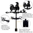 thumbnail image 3 of Rooster Ornament Weathercock Animal Wind Vane Weathervanes Metal Weather Vane for Mailbox Garden Decor Farmhouse Decorative Outdoor Garden Wind Measuring Tool Black, 3 of 9