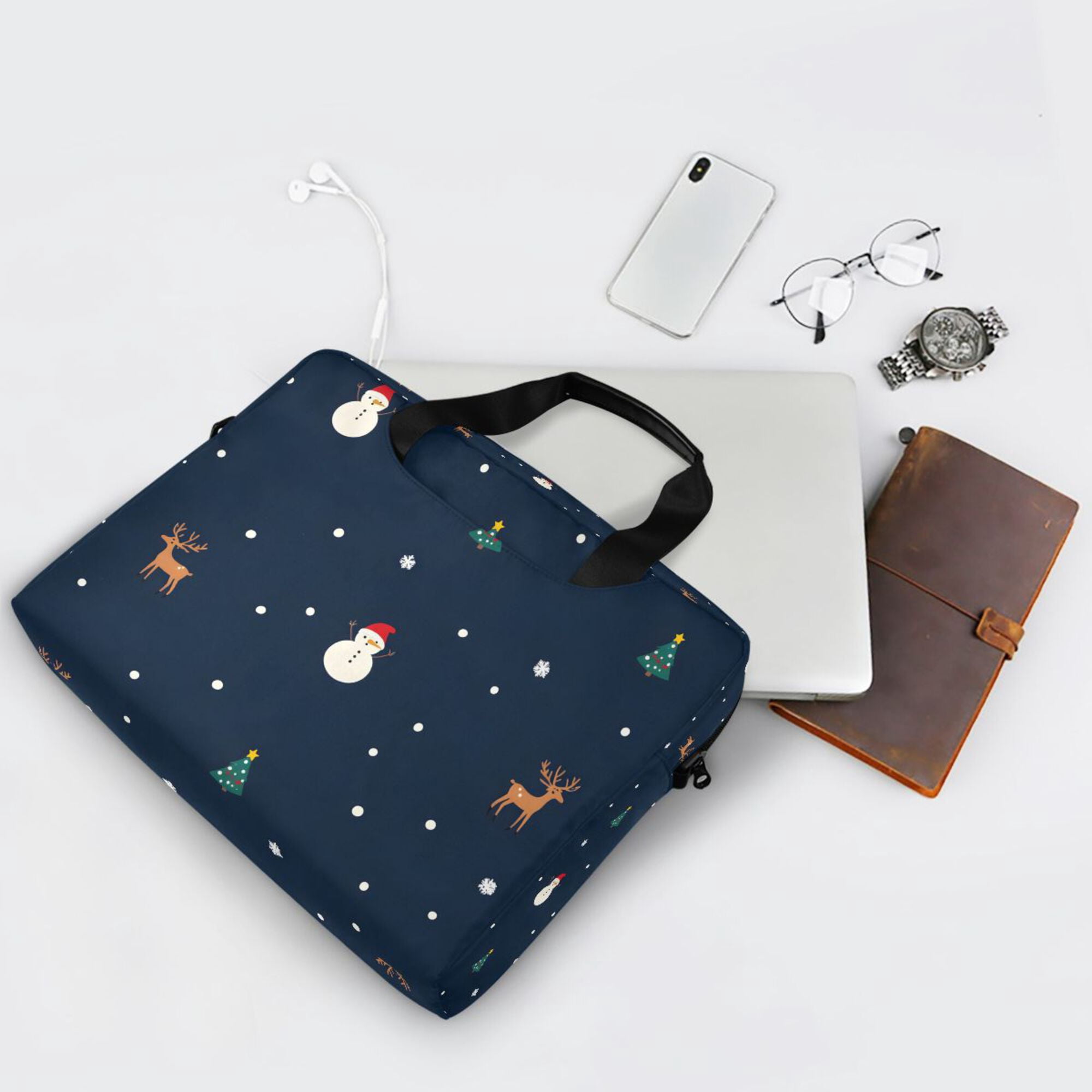 FORMRS 16" Laptop Bag Carrying Sleeve Case with Handle Travel Shoulder Briefcase, Christmas Whimsy