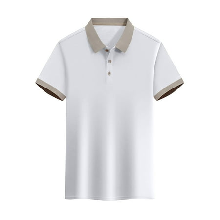Mens Shirts Under $10 Athletic Golf T-Shirt for Men Super Stretch Jacquard Moisture Wicking Short Sleeve Shirts Sports Casual White XL