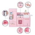 thumbnail image 5 of Teamson Kids Little Chef Charlotte Wooden Play Kitchen Set for Toddlers, Pretend Cooking Playset with Stove, Sink & Fridge, Pink/Gold, 5 of 12