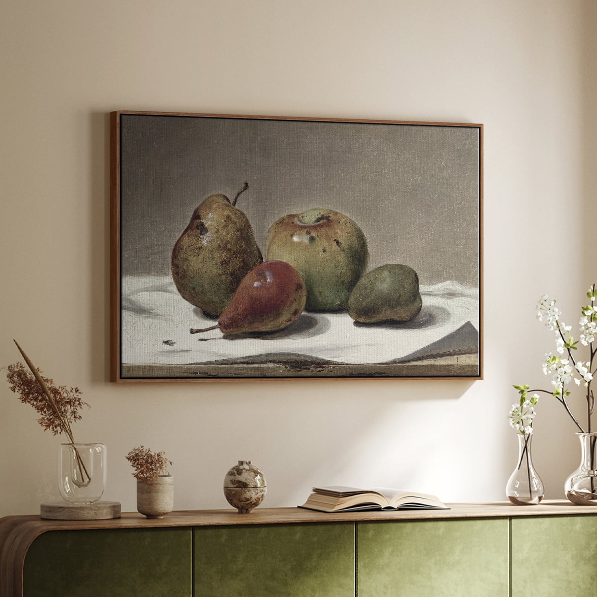 Vintage Botanical Print-VII By Wexford Home Framed in Walnut Wood Gallery Wrapped Canvas 27 in. x 41 in.