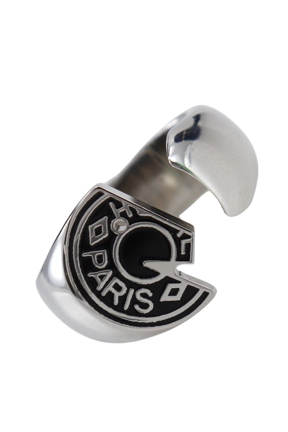 Pre-Owned Hermes Herms Carrousel Ring, Size 17.5, Black Metal, Approx. 9.13g, Men's (Good)