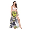 thumbnail image 2 of FORMRS Womens Long Sarong Beach Wrap Semi-Sheer Bikini Skirt Bathing Swimsuit Cover Up, Beige Flower Pattern, 2 of 7