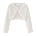 thumbnail image 7 of WIBACKER 2-8T Girl Long Sleeve Bow Bolero Cardigan Kids Front Open Knit Shrug Cropped Sweaters Tops, 7 of 7