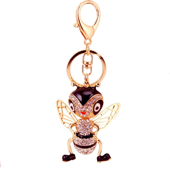 1 Pieces Bee Spider Keychain,Bee Gifts for Women,Purse Charms for Handbags,Gold Plated Crystal Key Chains