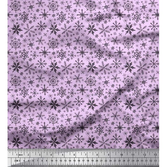 Soimoi Rayon Fabric Snowflake Artistic Decor Fabric Printed Yard 42 Inch Wide