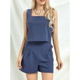 thumbnail image 4 of Womenacute;s Summer 2PCS Outfit Sets Solid Color Sleeveless Sling Vest + Casual Shorts with Pockets, 4 of 10