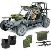 Click N' Play Military Desert Patrol Vehicle (DPV) Buggy 16 Piece Play Set with Accessories