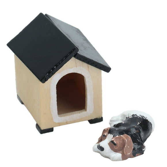 Dollhouse Dog Kennel, Miniature Doghouse Dog Set Encourage Creativity Educational Imagination For Kids