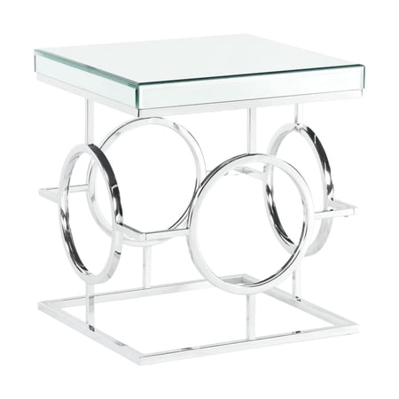 Mirrored End Table, Square Accent Table, Glam Living Room Decor