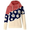 thumbnail image 4 of Women Daisy Printed Long Pullover Hoodies Sleeve Drawstring Hooded Tops Sweats, 4 of 5